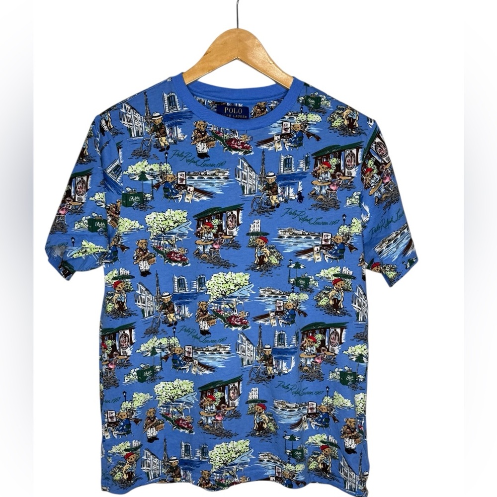 Ralph Lauren Polo Bear Paris-Print Cotton Jersey Tee Boys XL - Picture 3 of 10